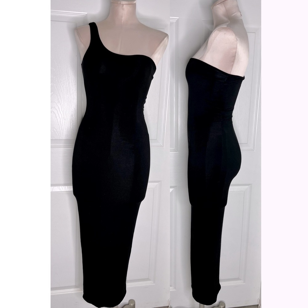 Naked Wardrobe One Shoulder Midi Bodycon Dress Sz S